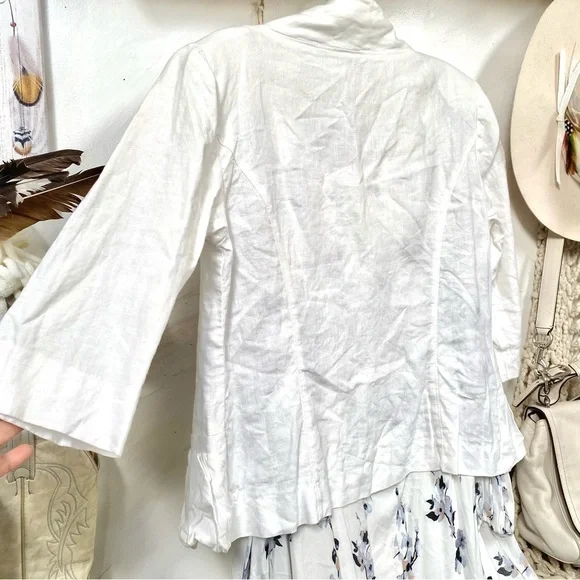 Melanie Lynn LINEN summer jacket/cover up w beach vibe - Picture 7 of 7